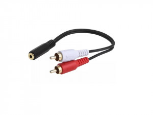 Cablu adaptor de la Jack 6.3mm la 2 x RCA tata, 0.2m, Lutronic