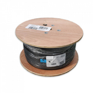 Cablu coaxial profesional, dublu ecranat, folie aluminiu, 152m, 500FT, RG6, 18AWG, 75C, negru, GEPCO