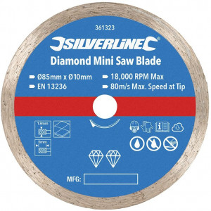Disc diamantat mini, 85mm, prindere 10mm, Silverline