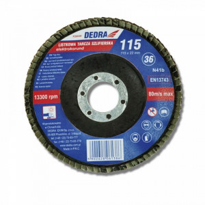 Disc evantai pentru slefuit , 125 x 22.2 mm , granulatie 36 , DEDRA