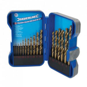 Set 17 burghie lemn, metal, 1 - 9mm, placat titan HSS, Silverline