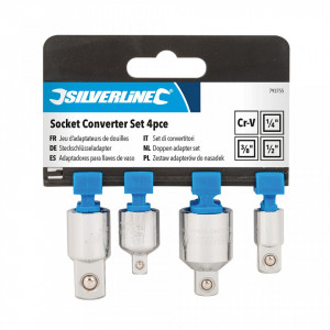 Set 4 piese tubulare, 1/4F la 3/8M, 3/8F la 1/4F, 3/8F la 1/2F, 1/2F la 3/8M, Silverline