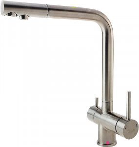 Baterie bucatarie 3 cai pentru filtru de apa comanda multipla cartus ceramic 35mm inox 304 ,satinat, Fabiano