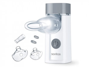 Aparat aerosoli, nebulizator mini portabil ultrasonic silentios, 0.3 ml/min, tehnologie MESH, Sanitas SIH48