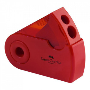 Ascutitoare dubla creioane , 70mm, rabatabila, rosie, Faber Castel
