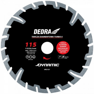 Disc diamantat TURBO S , 115 x 22.2mm , taie caramida , piatra , beton , Dedra
