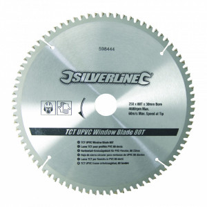 Disc , panza circular , aluiminiu TCT UPVC Window Blade 80T , 250 x 30 - 25, 20, 16mm , Silverline