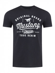 Mustang, Tricou regular fit, negru, imprimeu, M