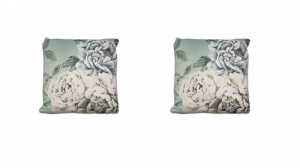 Set 2 perne decorative premium, 43 x 43 cm, flori albe, husa detasabila, George Home