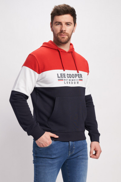 Lee Cooper - Hanorac barbat cu gluga, in trei culori contrastante