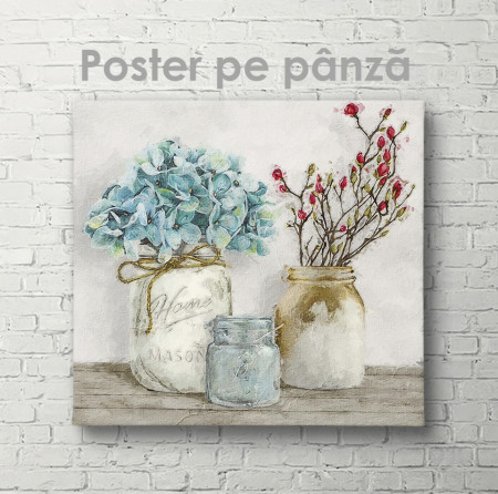 Poster, Flori smulticolore în vaze