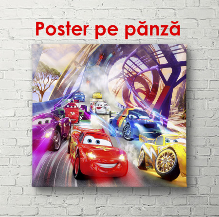 Poster, Mașini multicolore în lumini