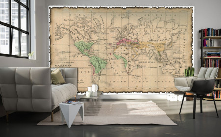 Fototapet, Harta lumii în stil vechi
