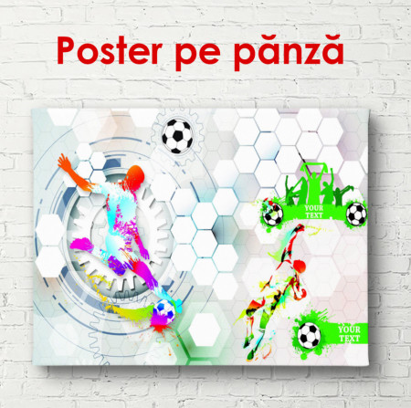 Poster, Fotbalistul abstract cu minge pe un fundal gri