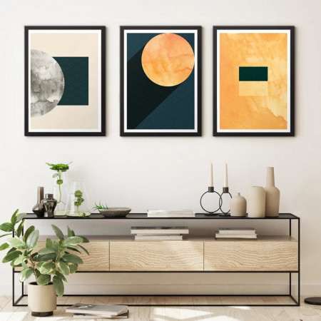 Poster, Luna și Soarele în stil abstract