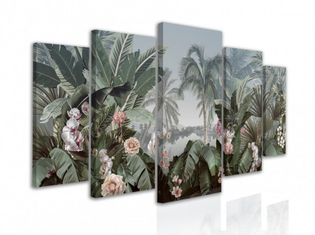 Tablou modular, Trandafiri și frunze de palmier