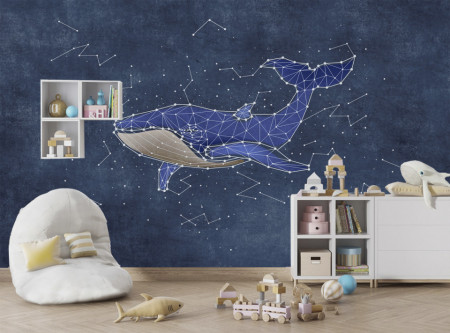 Tapet foto pentru copii, Balenă albastră și constelațille