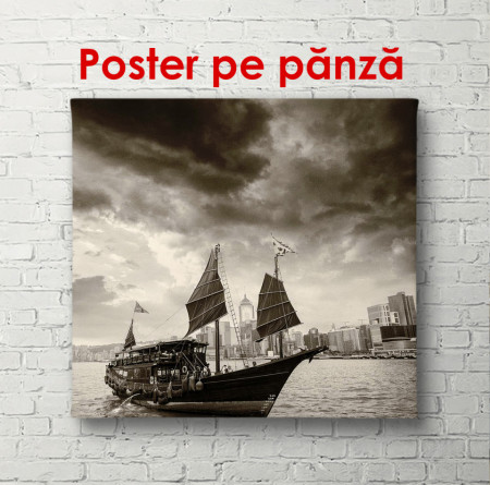 Poster, Peisaj marin alb-negru