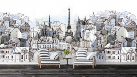 Fototapet, Parisul pictat în culori reci