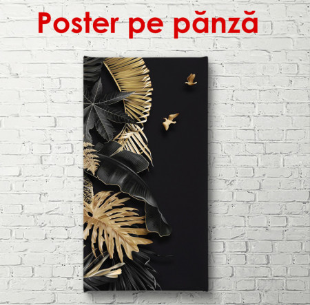 Poster, Frunze de aur pe un fundal negru