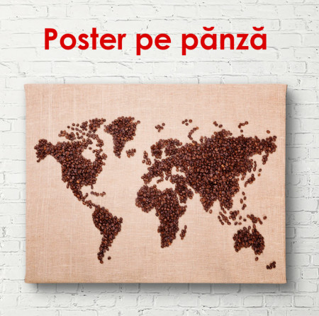 Poster, Harta lumii din boabe de cafea