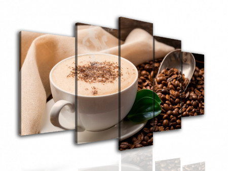 Tablou modular, Ceașca de cappuccino și boabe de cafea