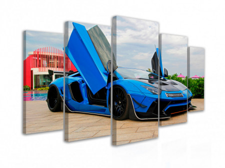 Tablou modular, Lamborghini albastru