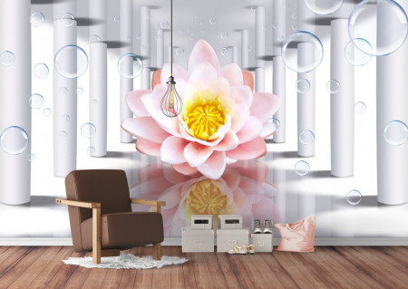 Fototapet 3D, Floarea de lotus roz