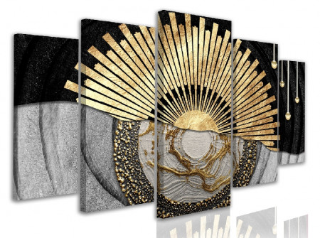 Tablou modular, Disc de aur în stil abstract