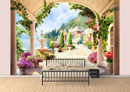Fototapet, Un balcon cu flori