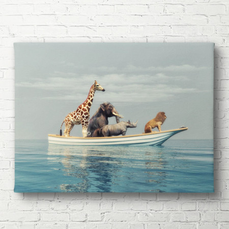 Poster, Animalele africane înoată pe o bucată de gheață
