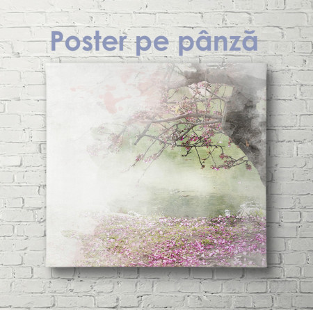 Poster, Copac în flori în ceață