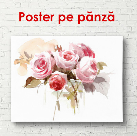 Poster, Buchetul de flori roz pe un fundal alb