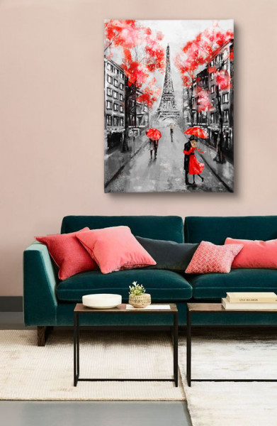 Poster, Elemente roșii în Paris alb-negru