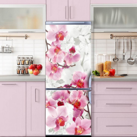 Stickere 3D pentru uși, Orhidee roz, 1 foaie de 80 x 200 cm