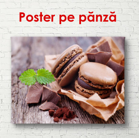 Poster, Biscuiți cu macaron de ciocolată pe masă