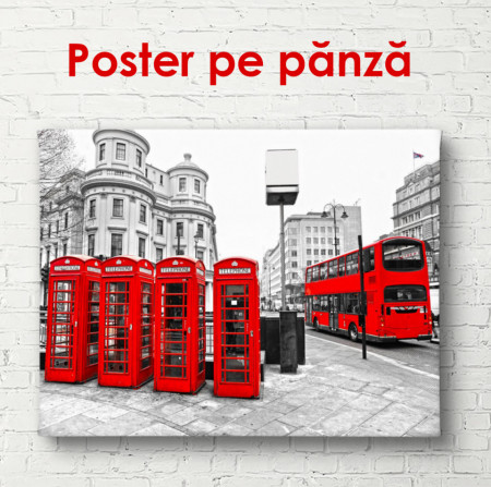 Poster, Cabine de telefon roșii și un autobuz roșu