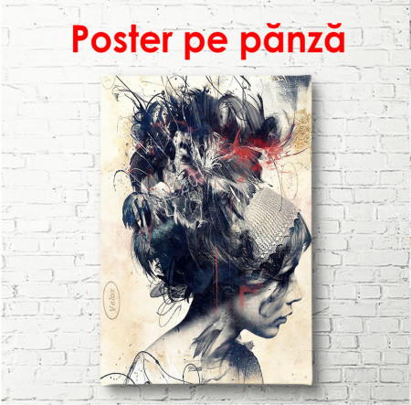 Poster, Fată pe un fundal bej
