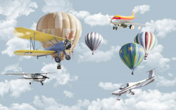 Fototapet, Avionul și baloane în cer