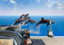 Fototapet, Delfinii în ocean
