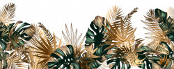 Fototapet, Frunze tropicale în culoarea verde și auriu