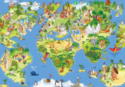Fototapet, Harta lumii colorată pentru copii