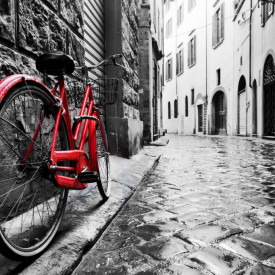 Fototapet, O bicicletă roșie