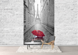 Fototapet, O umbrelă roșie în Paris