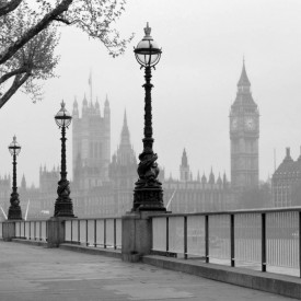 Fototapet, Orașul Londra pe ceață
