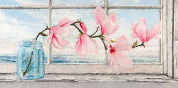 Poster, Crenguță de magnolie roz într-o vază