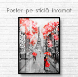 Poster, Elemente roșii în Paris alb-negru