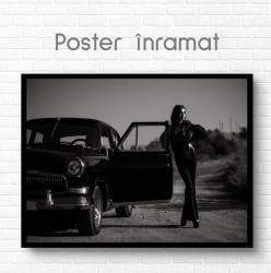 Poster, Fată și mașină retro