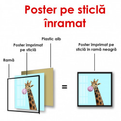 Poster, Girafă pe un fundal albastru