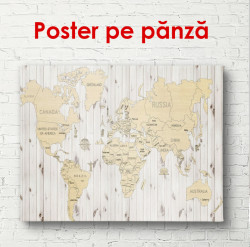 Poster, Harta lumii pe un fundal din lemn